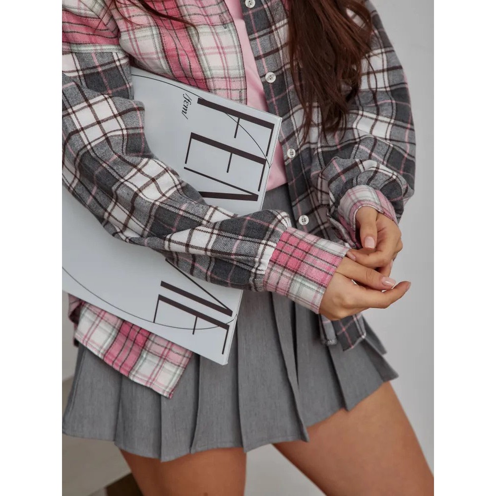 2025 Plus Size Color Block Pla - Korean Lifestyle review and price