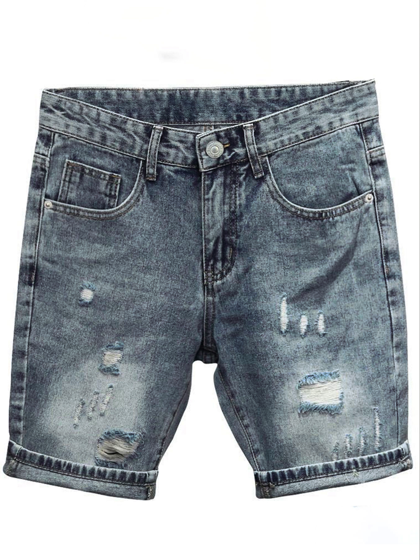 Light Blue Denim Shorts Men's  - Korean Lifestyle review and price