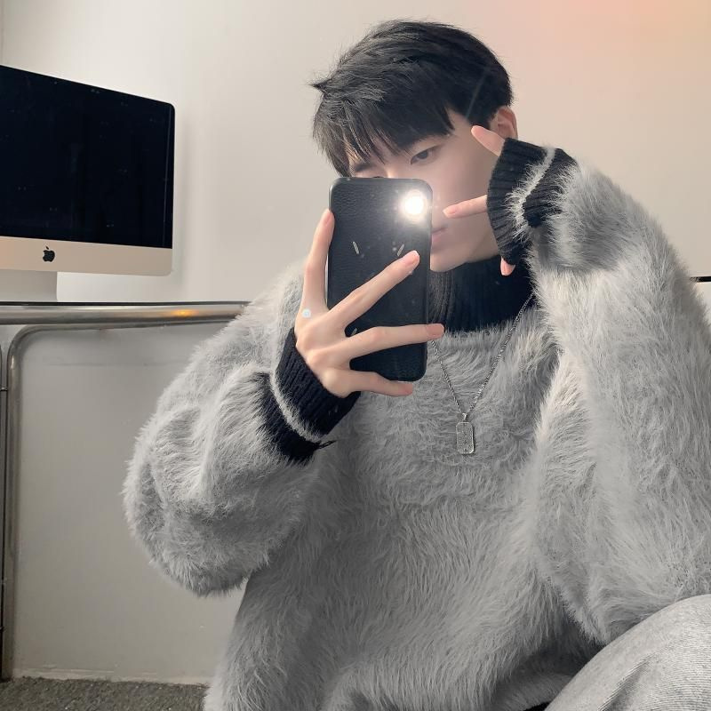 Fur Collar Pullovers Estampado - Korean Men Lifestyle review and price
